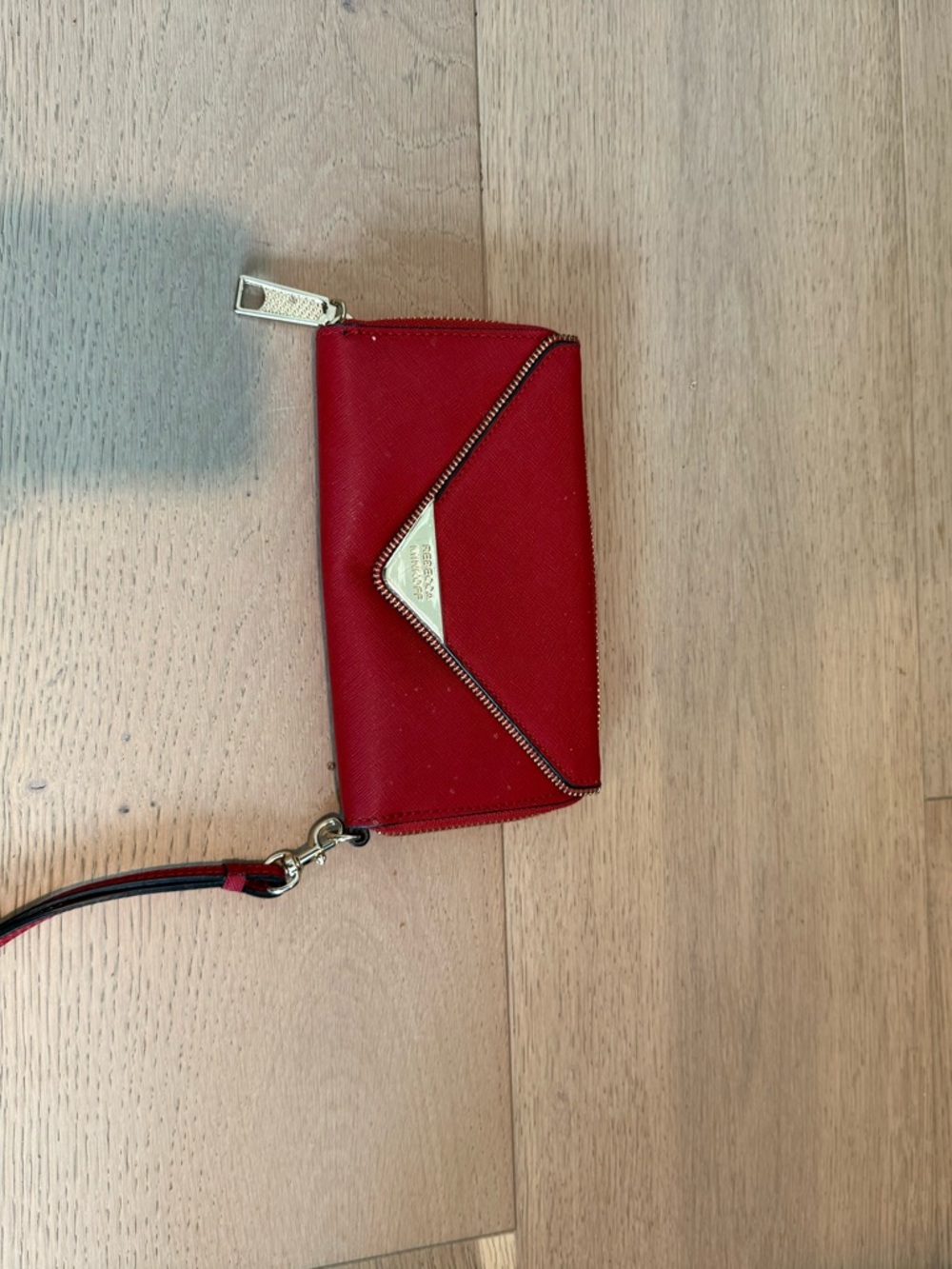 Rebecca Minkoff Red Leather Wristlet Wallet with Gold Hardware